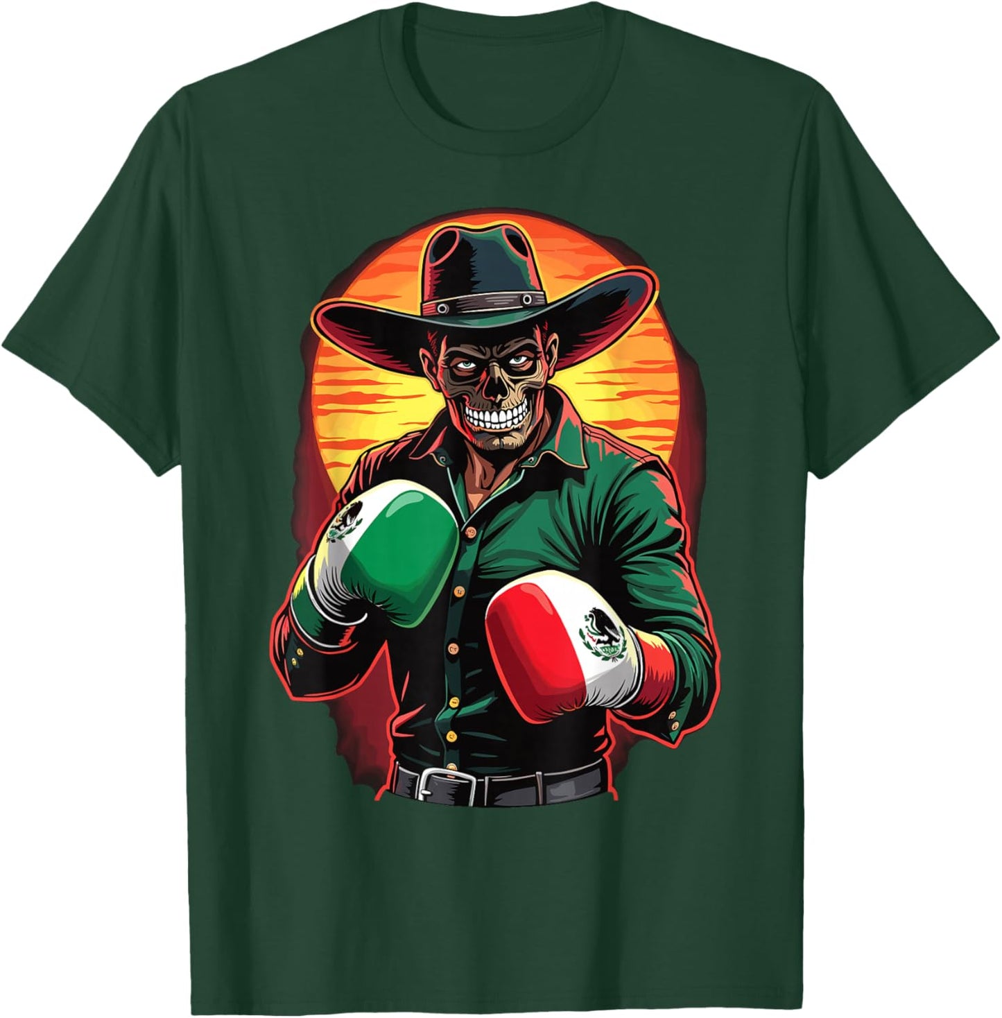 Mexican Cowboy Boxer Día de Muertos Boxing T-Shirt - T-Shirt | Forest