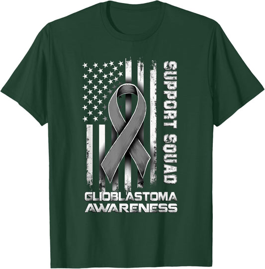 Retro Support Squad Glioblastoma Awareness T-Shirt - T-Shirt | Forest