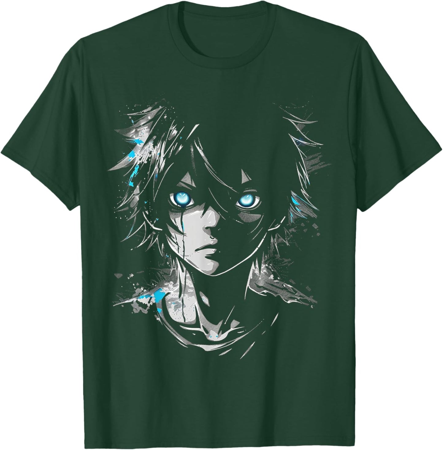 Anime Manga Motif Blue-Eyes Illustration Anime T-Shirt - T-Shirt | Forest