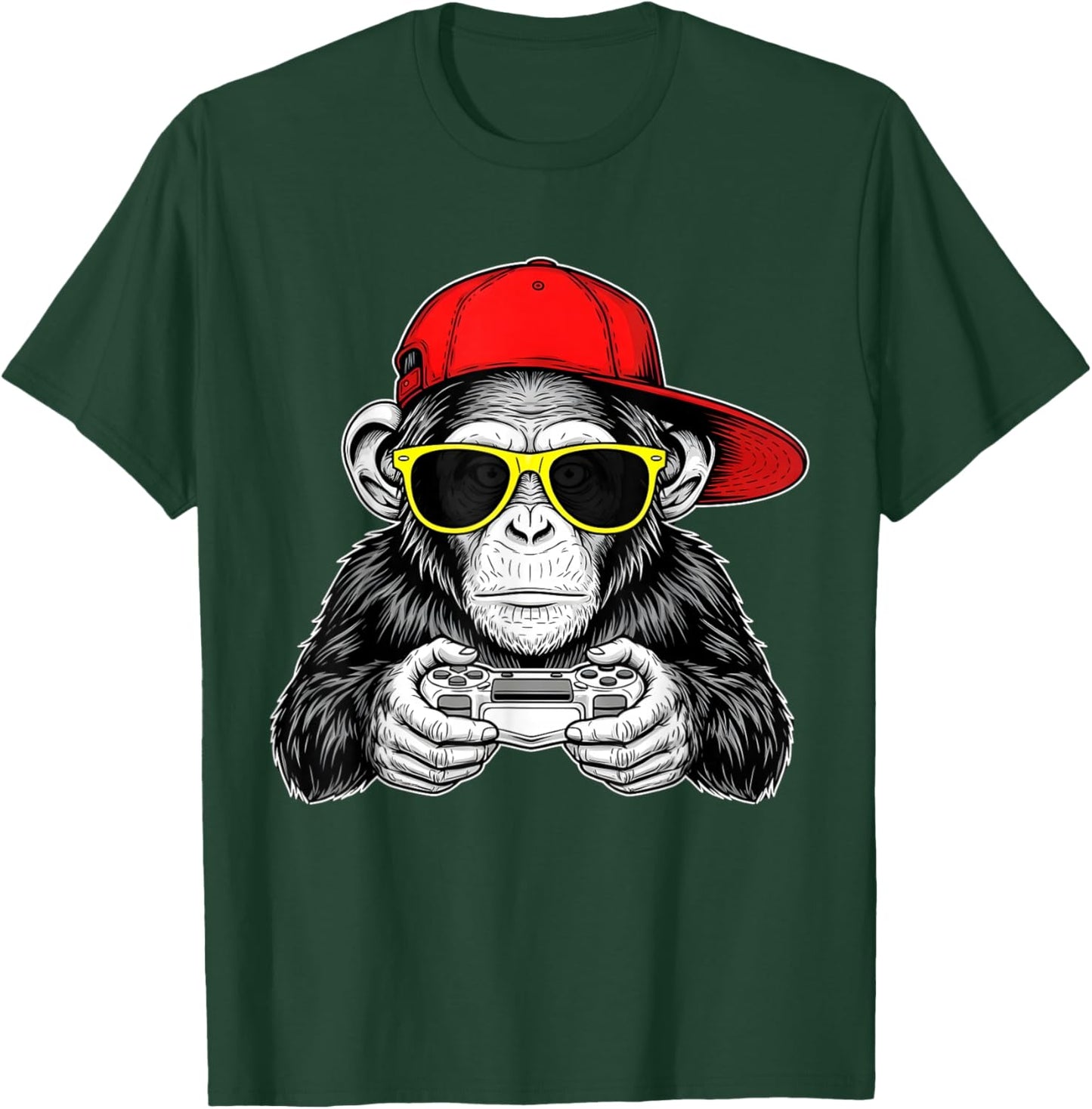 Video Game Funny Cool Gamer Monkey with Controller T-Shirt - T-Shirt | Forest
