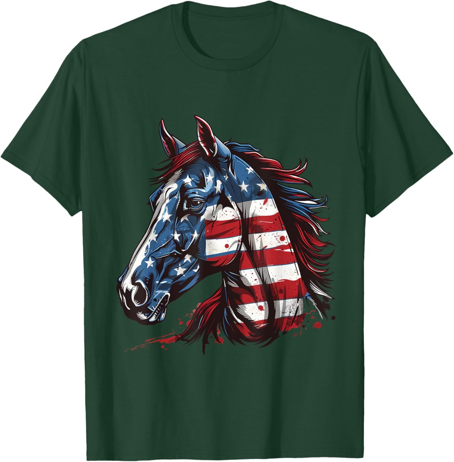 Patriotic Horse USA Flag Vintage Horse 4th Of July T-Shirt - T-Shirt | Forest