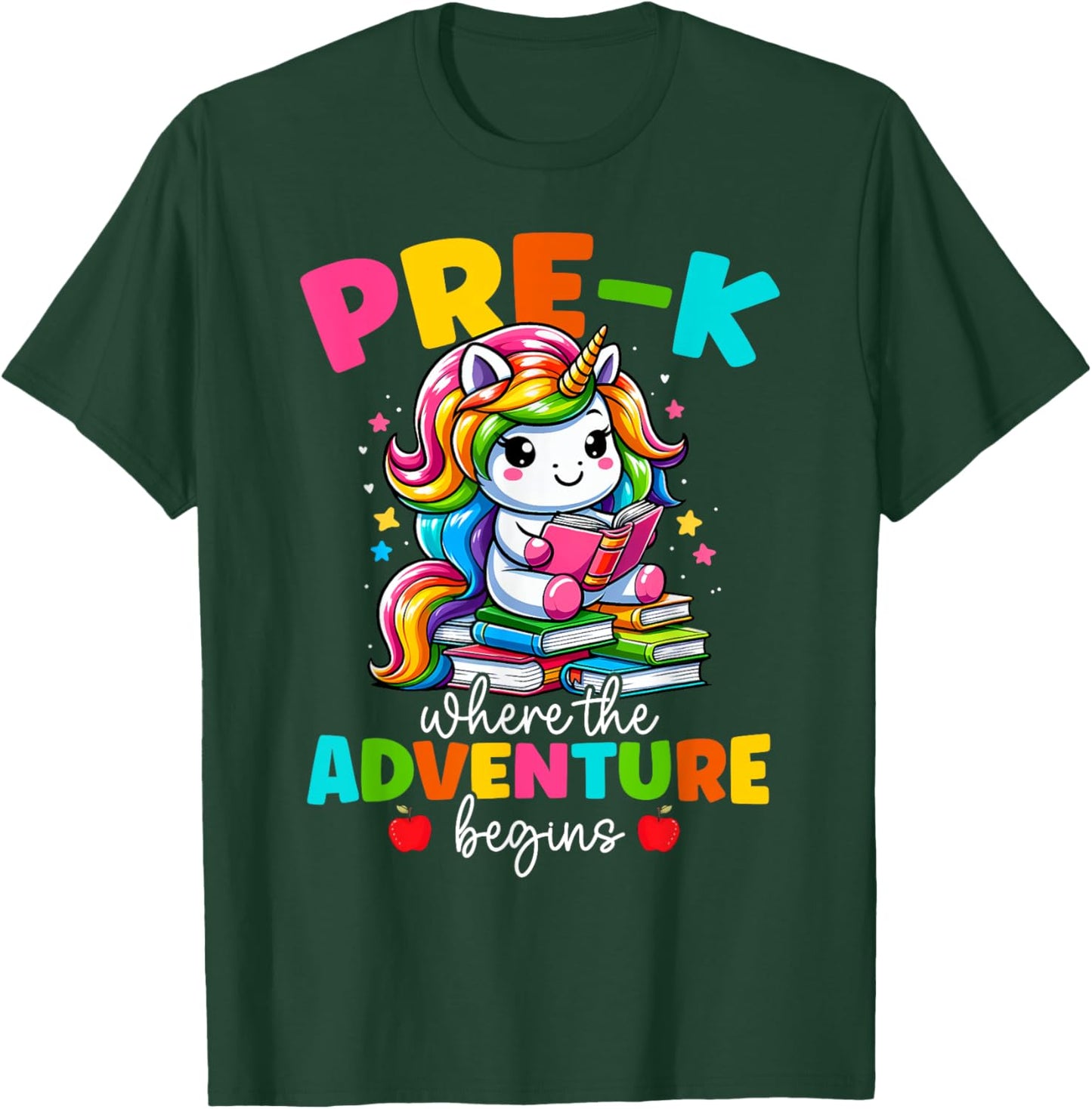 Pre-K Where The Adventure Begins Unicorn Back To School T-Shirt - T-Shirt | Forest