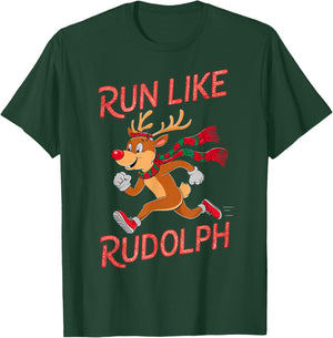 Reindeer Rudolph Christmas Running Runner Costume Marathon T-Shirt - T-Shirt | Forest