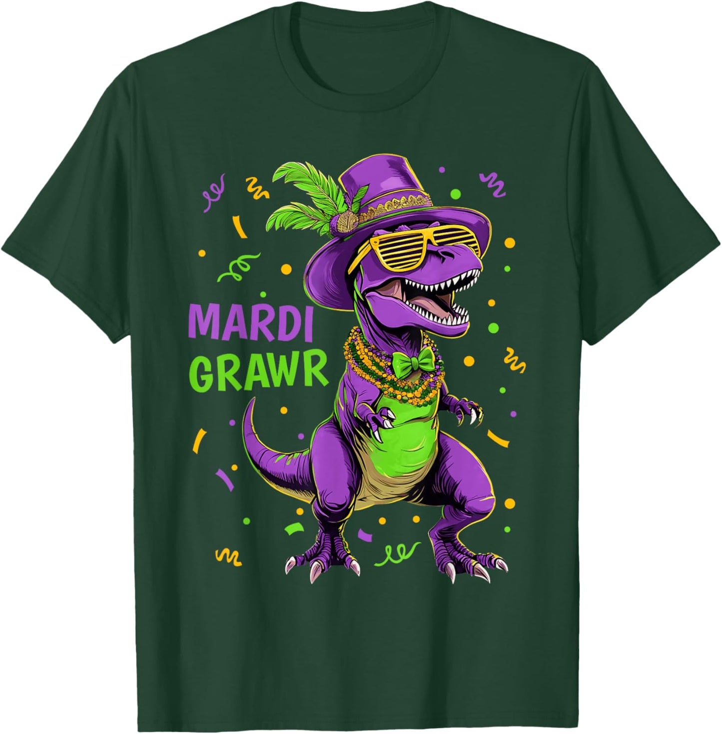 Mardi Grawr T-Rex Dino Costume Toddler Boys Kids Mardi Gras T-Shirt - T-Shirt | Forest