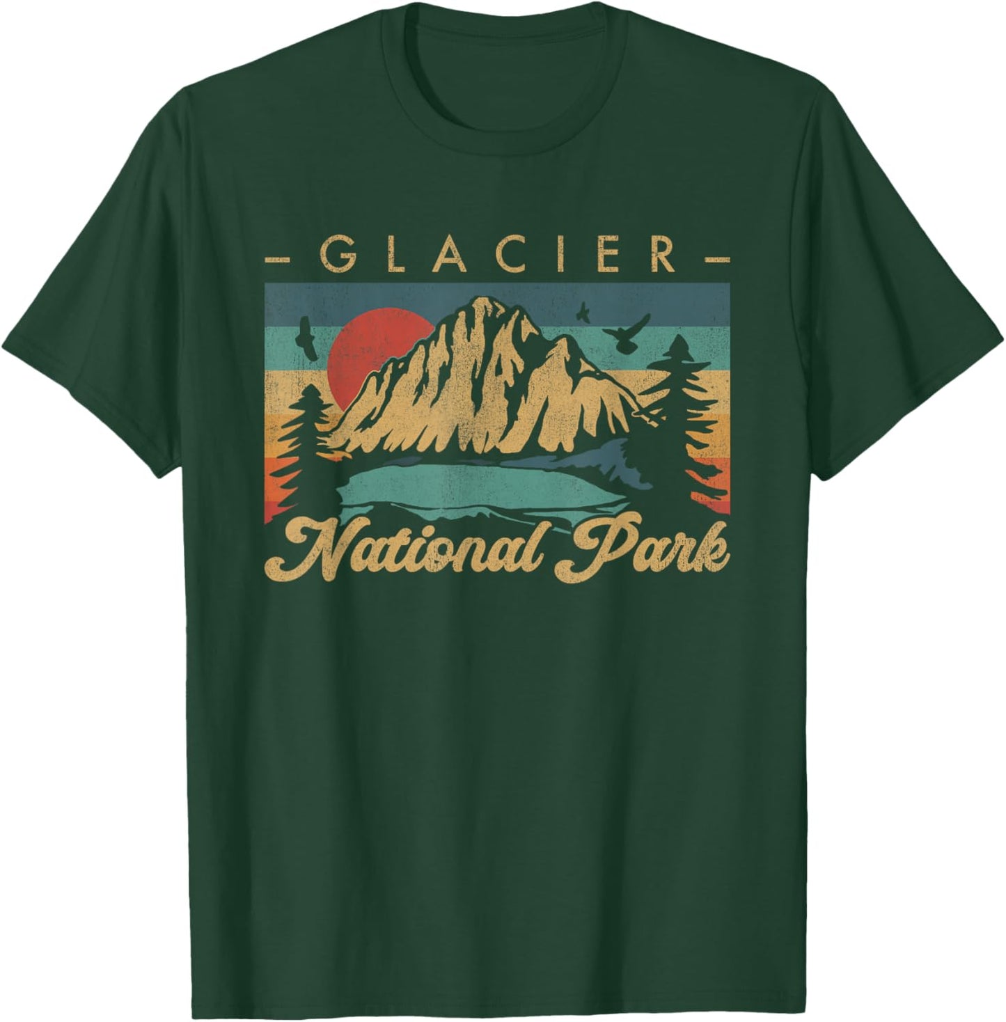 Retro Vintage Graphic Glacier National Park T-Shirt - T-Shirt | Forest