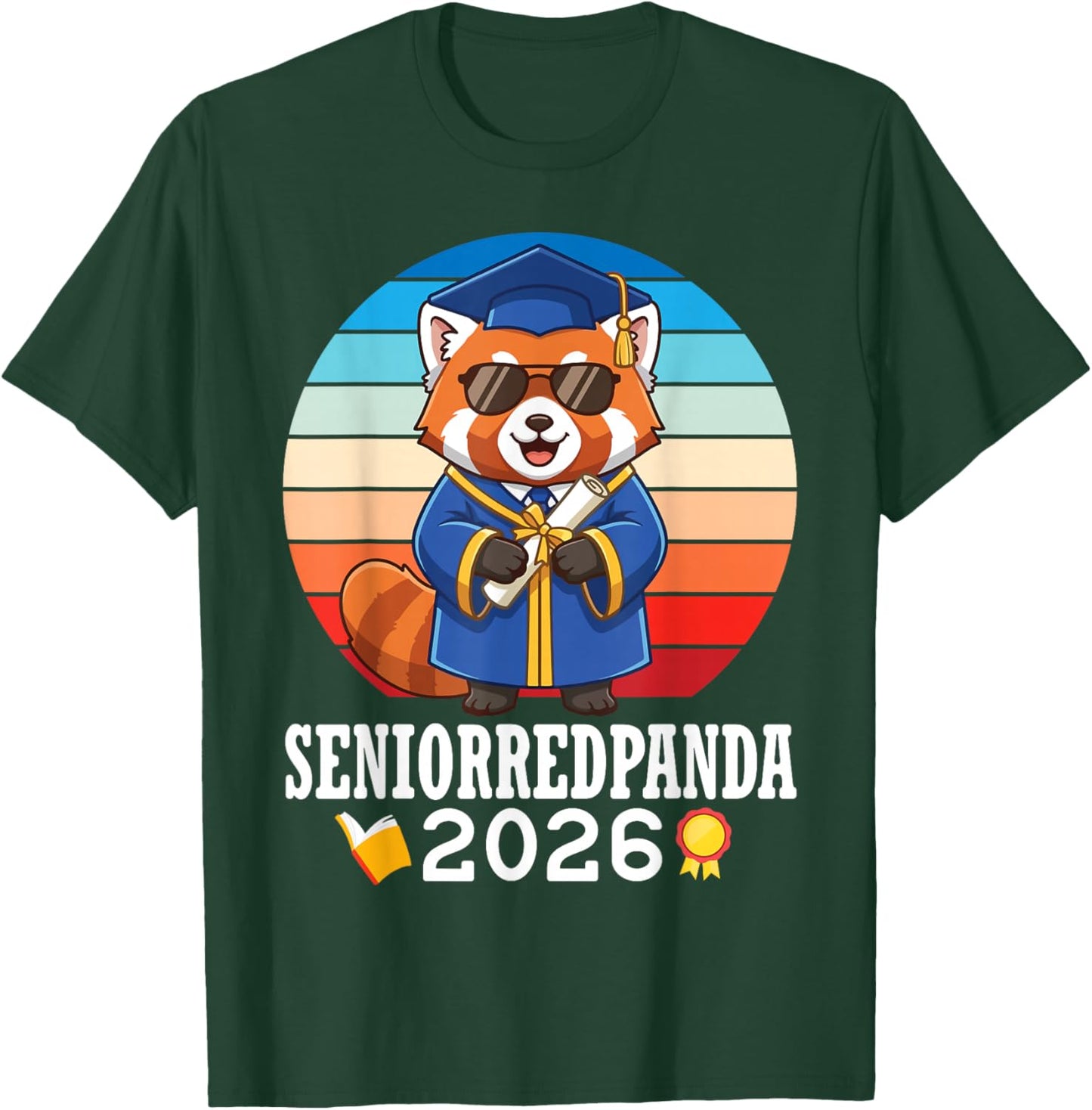 Senior Red Panda 2026 Class of Graduation Day with Diploma T-Shirt - T-Shirt | Forest