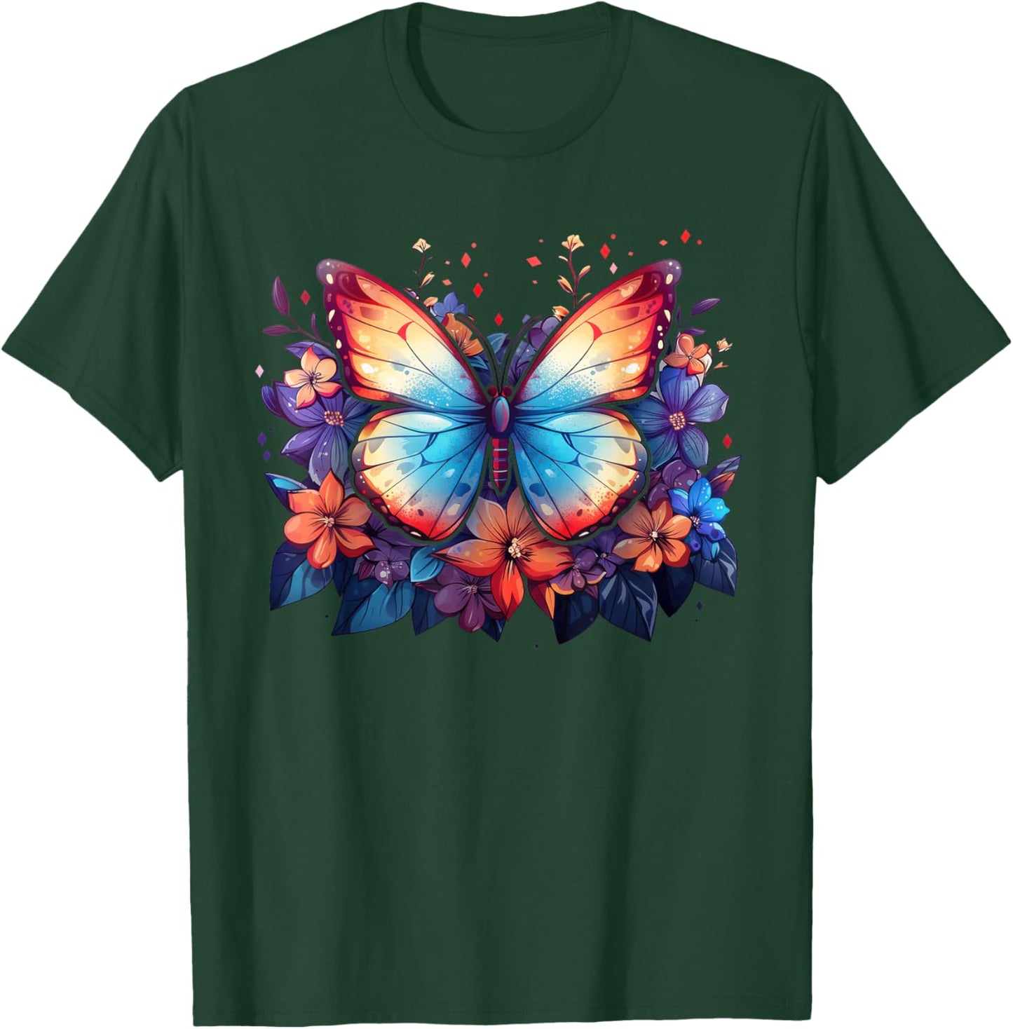 Butterfly Flowers T-Shirt - T-Shirt | Forest