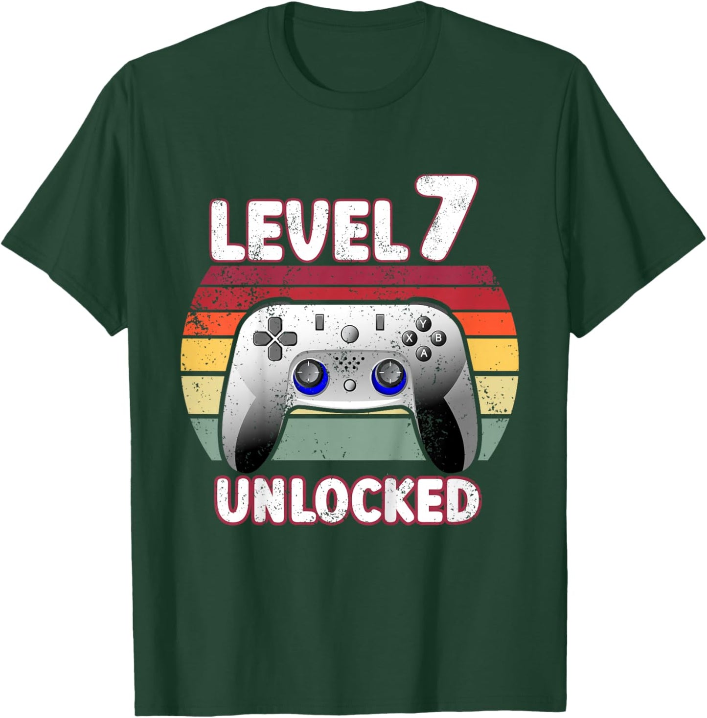 7th Birthday Boy Level 7 Unlocked 7 Year Old Birthday Gamer T-Shirt - T-Shirt | Forest