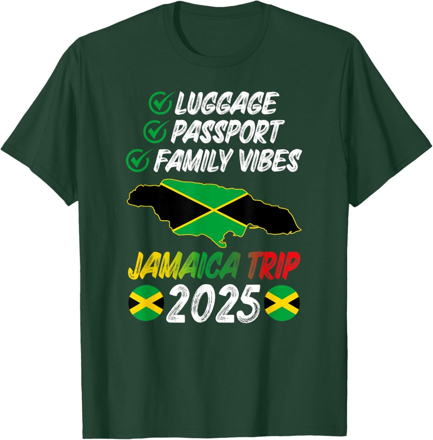 Family Vibes Jamaica Family Trip 2025 Jamaica Vacation T-Shirt - T-Shirt | Forest