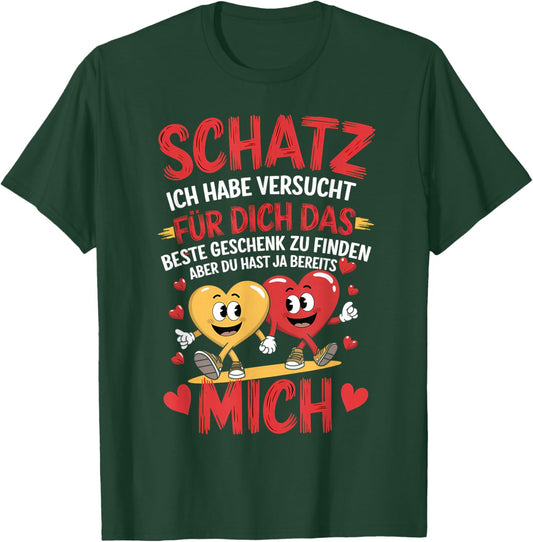 with German Text "Schatz ich habe versucht I Wife Husband Partner", black, S T-Shirt - T-Shirt | Forest