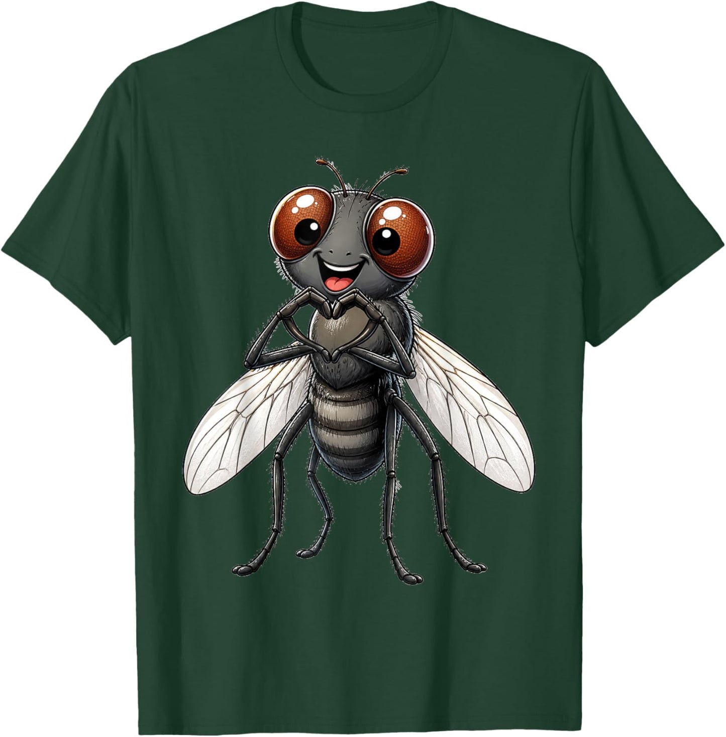 Fly with Heart | Cute Housefly Heart Symbol T-Shirt - T-Shirt | Forest