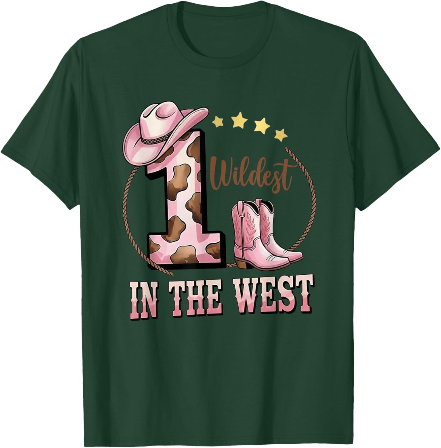 Wildest One in The West 1st Birthday Cowgirl Western Rodeo T-Shirt - T-Shirt | Forest