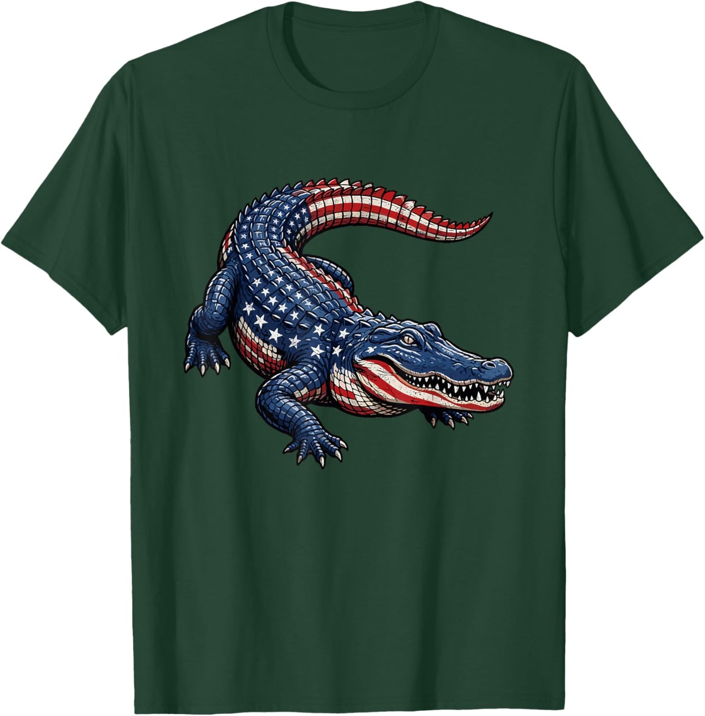 American Flag Alligator USA Patriotic T-Shirt - T-Shirt | Forest