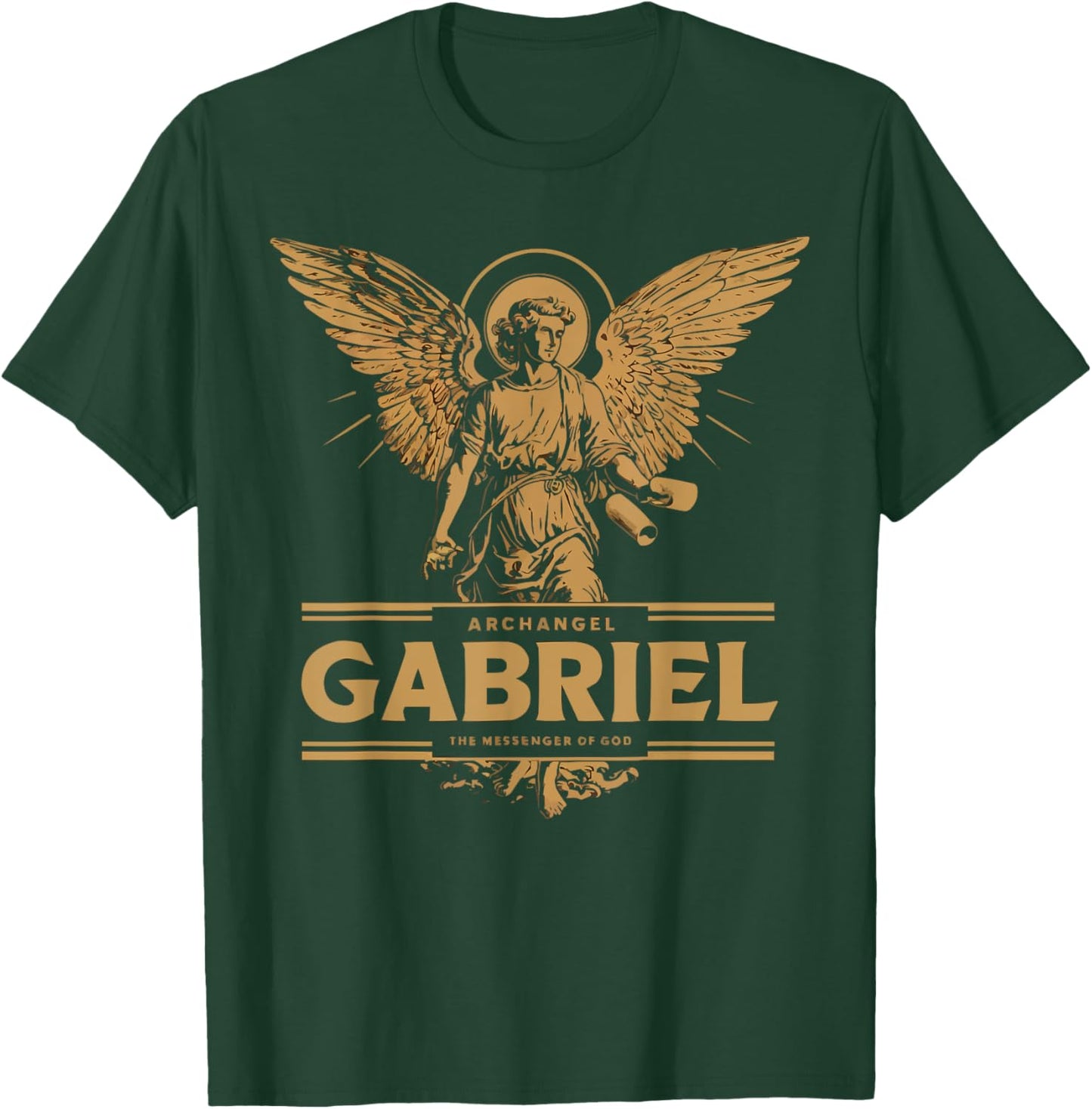 Archangel Gabriel Catholic Christianity Guardian Angel - Archangel Grabriel Christianity SteMi Apparel - -Adults - Black - Small - Short Sleeve T-Shirt - T-Shirt | Forest