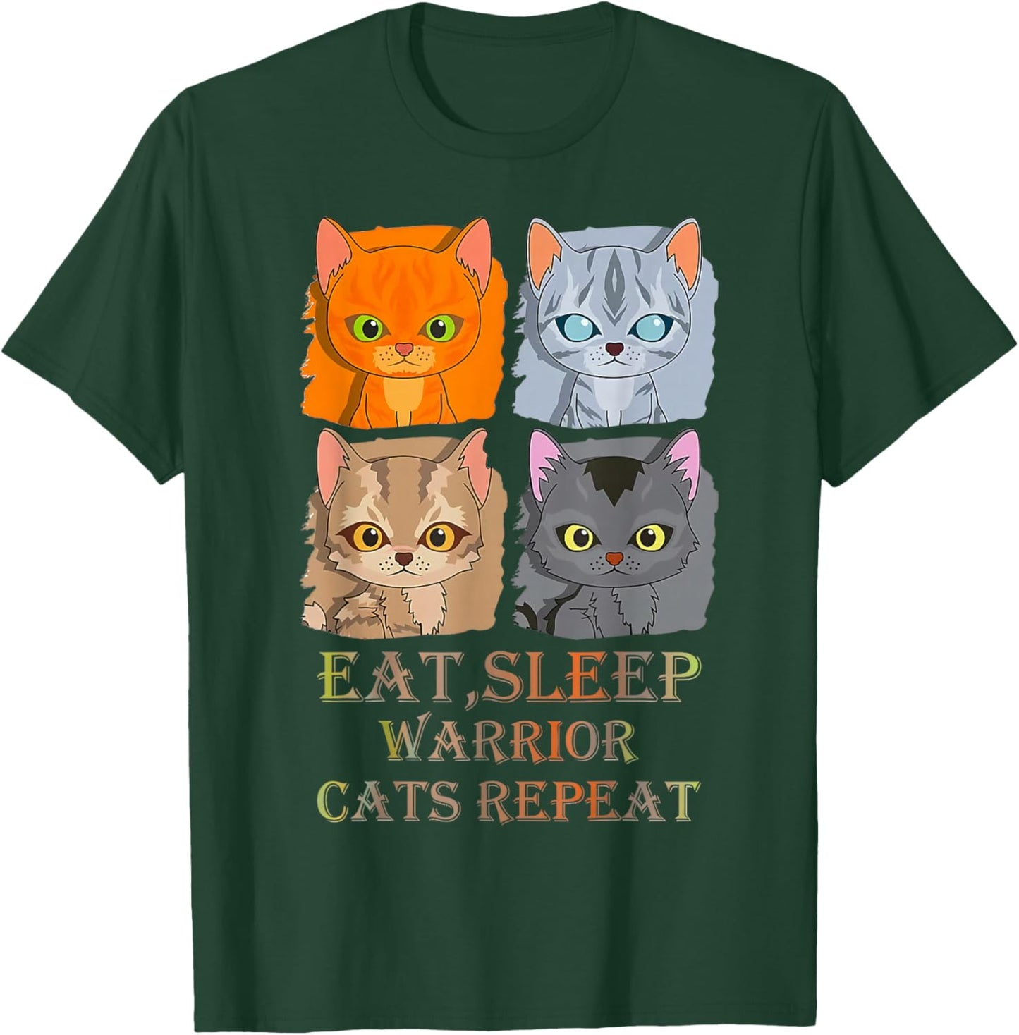 Eat Sleep Warrior Cats Repeat T-Shirt - T-Shirt | Forest
