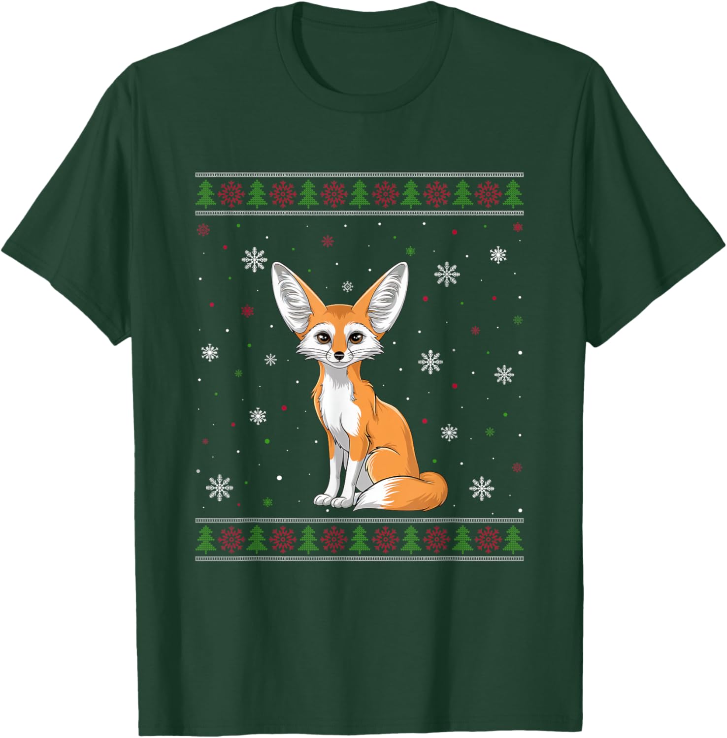 Fennec Fox Christmas Sweater Men Women Kids Xmas Funny T-Shirt - T-Shirt | Forest