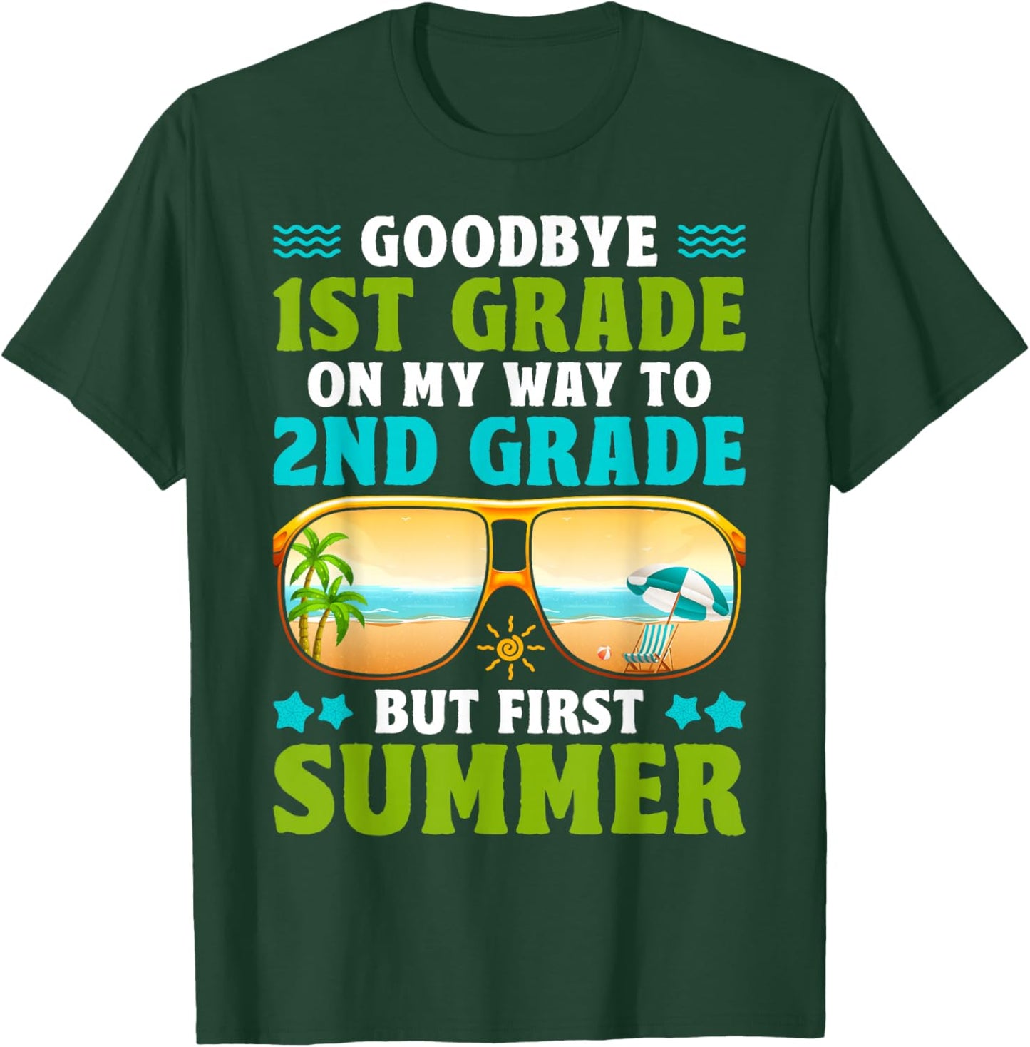 Goodbye 1st Grade Graduation to 2nd Grade Hello Summer Boys T-Shirt - T-Shirt | Forest