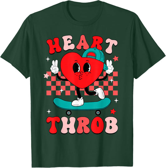 Heart Throb Groovy Valentine Skateboard Toddler Boy Kid T-Shirt - T-Shirt | Forest