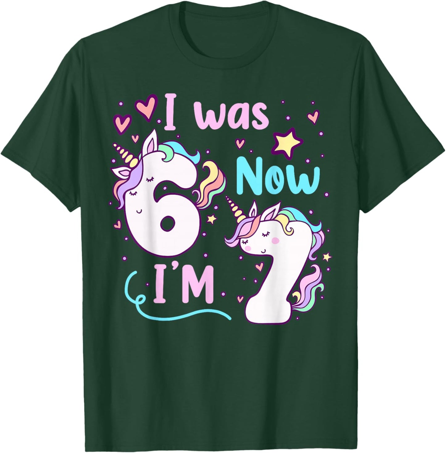 I was Six Now I'm Seven Dabbing Unicorn 67 Meme 7th Birthday T-Shirt - T-Shirt | Forest