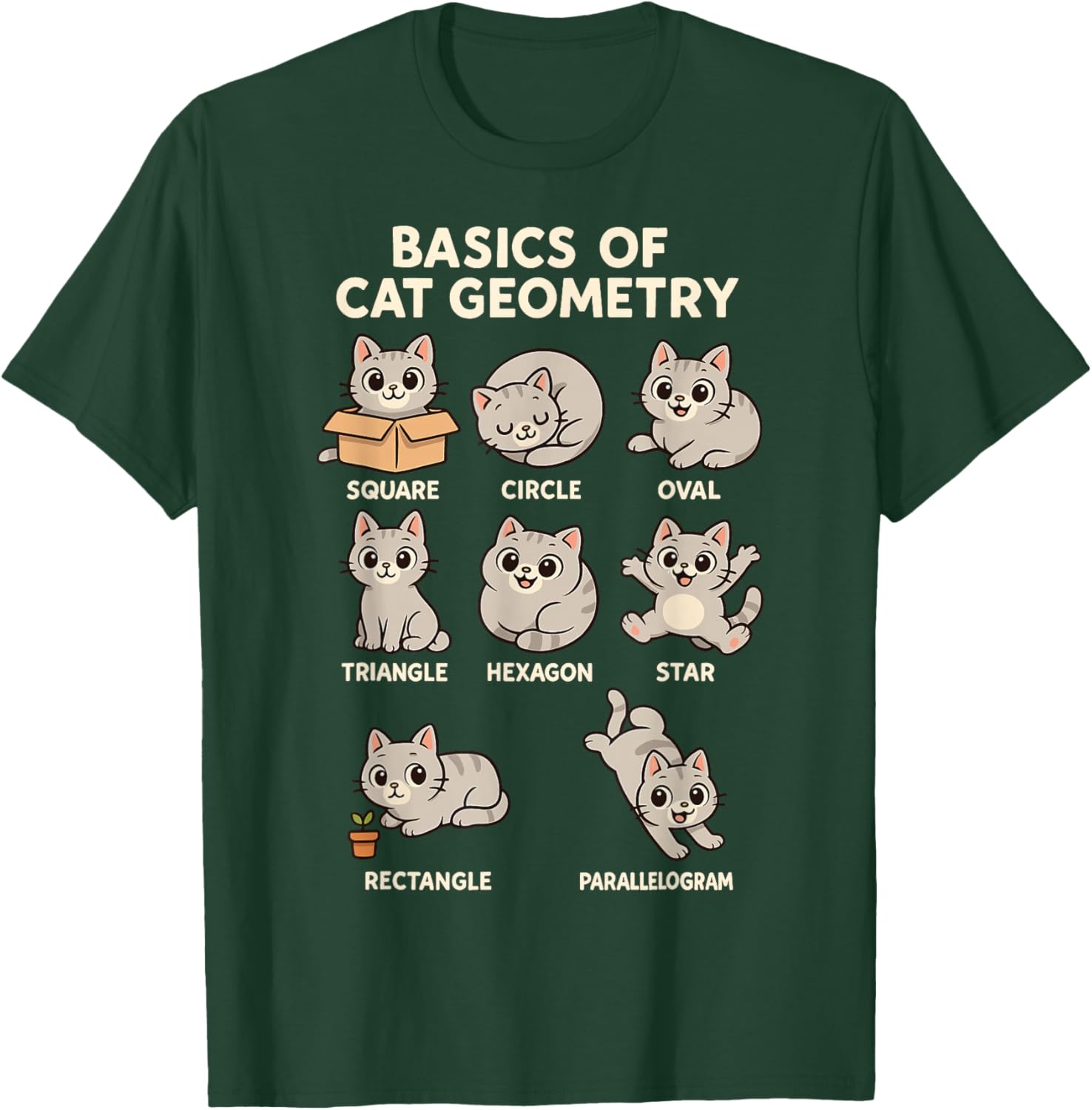 Basics of Cat Geometry Funny Cat Math Physics Science Humor T-Shirt - T-Shirt | Forest