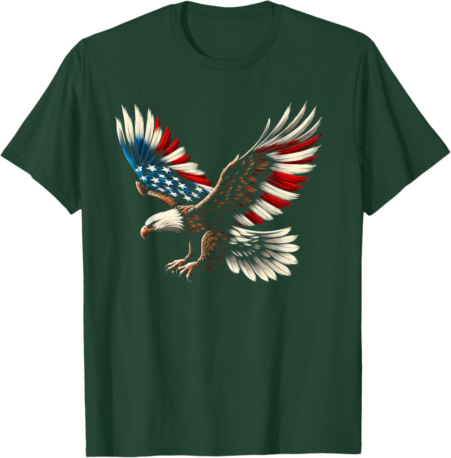 Bald Eagle & Patriotic American Flag 4th Of July T-Shirt - T-Shirt | Forest