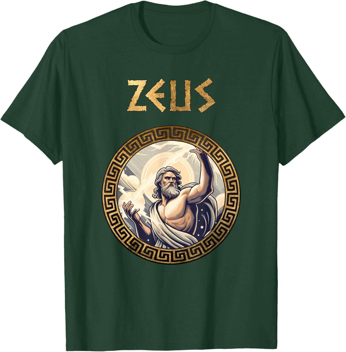 Agema Apparel Zeus Greek God Ancient Greece Mythology , Small, Black T-Shirt - T-Shirt | Forest