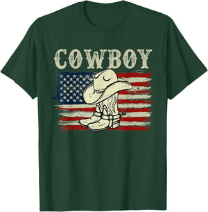 Men Teen Boy Kid Western Country Rodeo Southern Retro Cowboy T-Shirt - T-Shirt | Forest