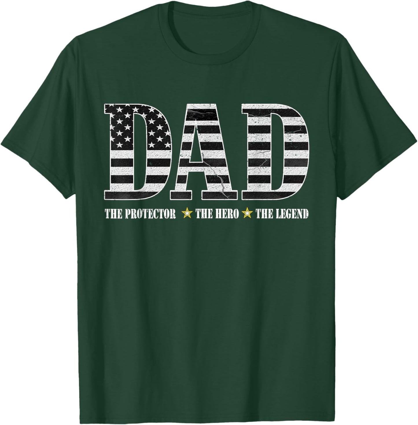 Dad The Protector Hero Legend American Flag Dad Father's Day T-Shirt - T-Shirt | Forest