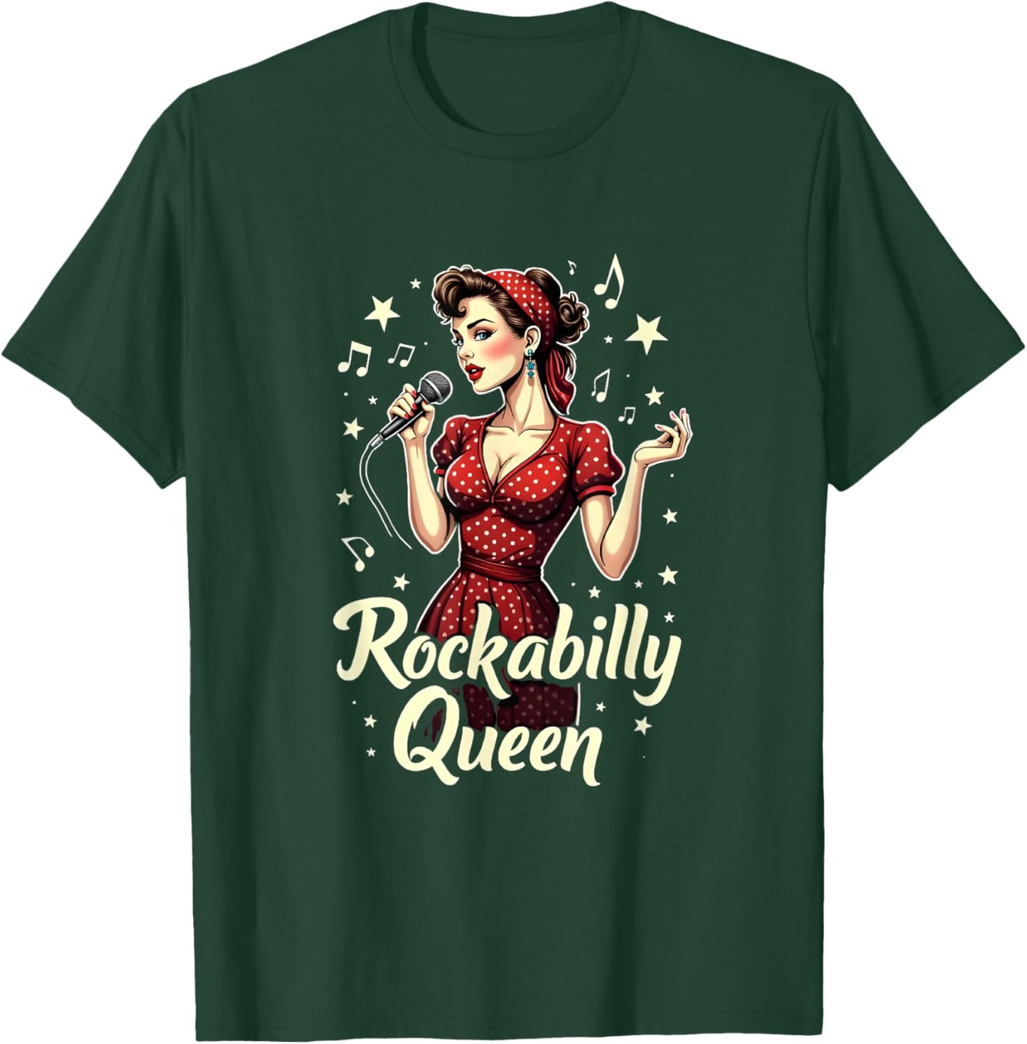 Retro 50s Pin Up Rockabilly Queen Rockabilly , Black, S T-Shirt - T-Shirt | Forest