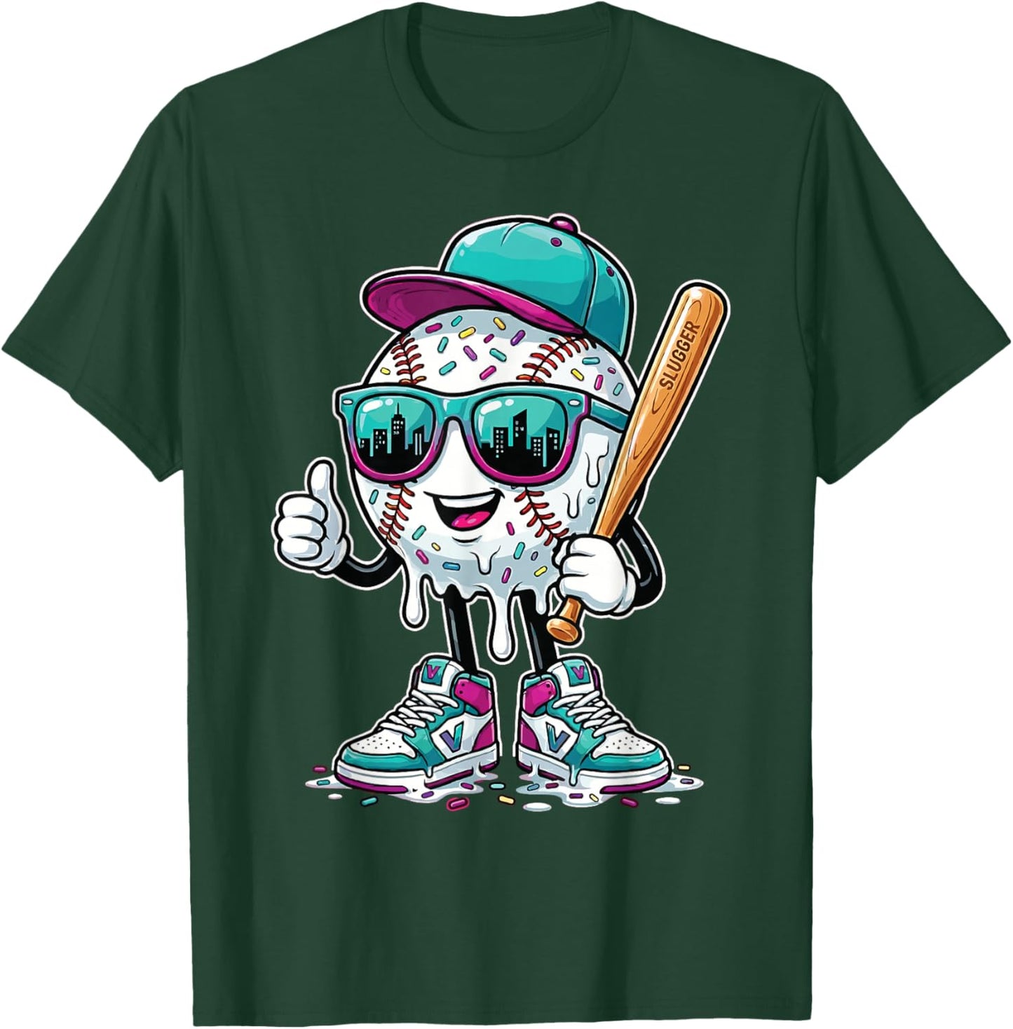 Baseball Drip Shirt for Boys | Baseball 101 Apparel Youth T-Shirt - T-Shirt | Forest