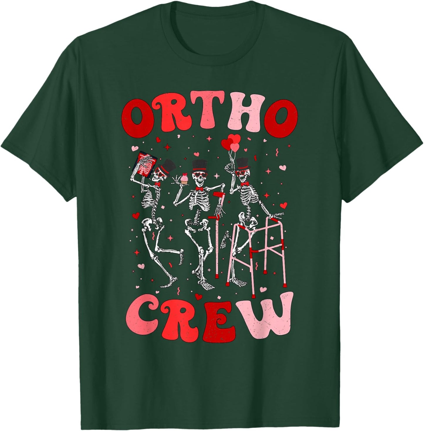 Ortho Crew Dancing Skeletons Valentines Orthopedic T-Shirt - T-Shirt | Forest