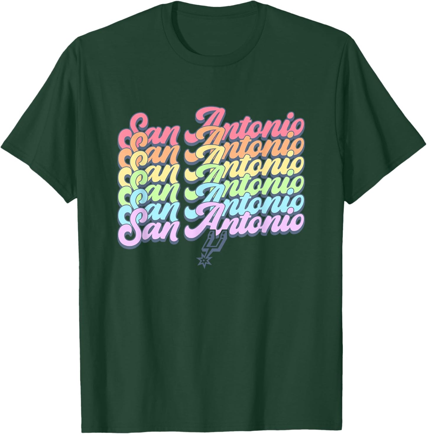 NBA San Antonio Spurs Pastel Rainbow Pride Stack T-Shirt - T-Shirt | Forest