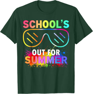 Schools Out for Summer End of School Year Sunglasses Glowing T-Shirt - T-Shirt | Forest