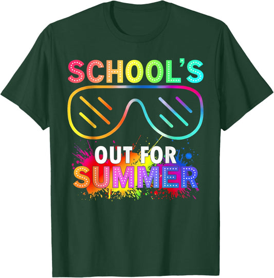 Schools Out for Summer End of School Year Sunglasses Glowing T-Shirt - T-Shirt | Forest