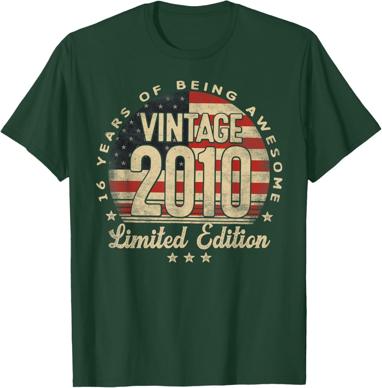 Vintage 2010 Limited Edition USA Flag 16-Year-Old Age 16 T-Shirt - T-Shirt | Forest
