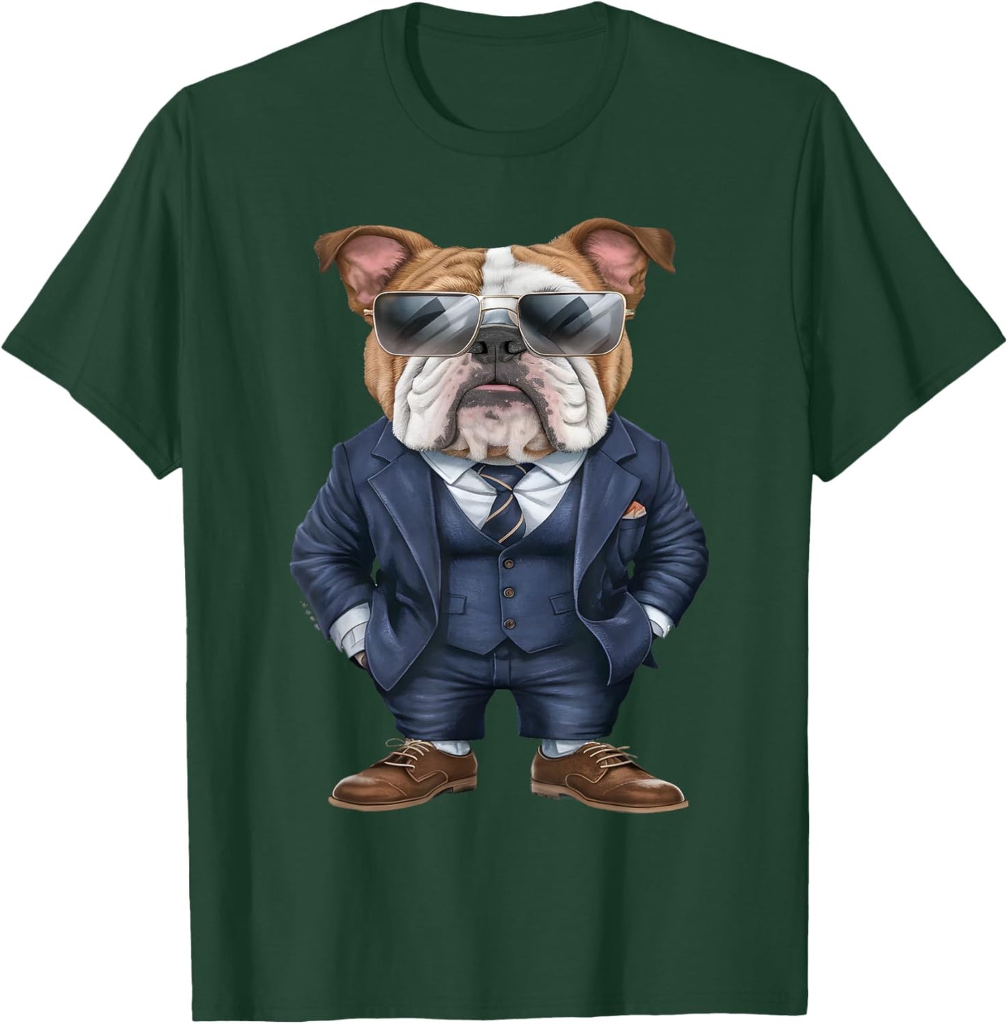 Men Woman English Bulldog Suit English Bulldog T-Shirt - T-Shirt | Forest