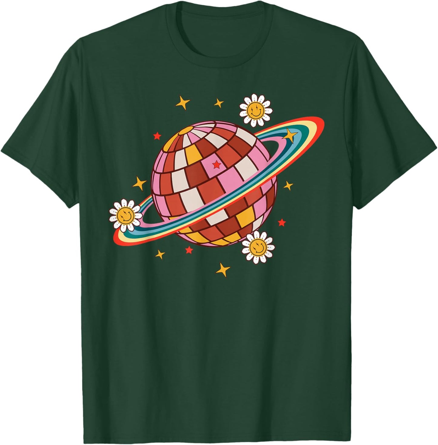 Cute Floral Disco Ball and 70s Party T-Shirt - T-Shirt | Forest