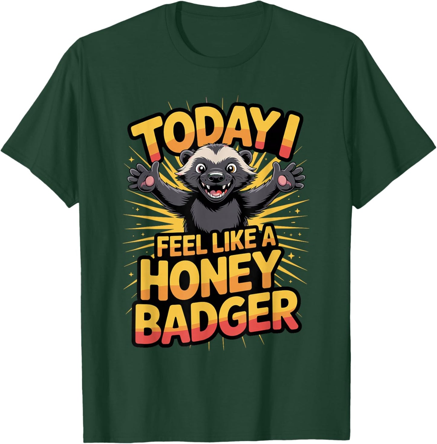 Fun Awesome Happy Vivid Mellivora Bold Stylized Honey Badger T-Shirt - T-Shirt | Forest