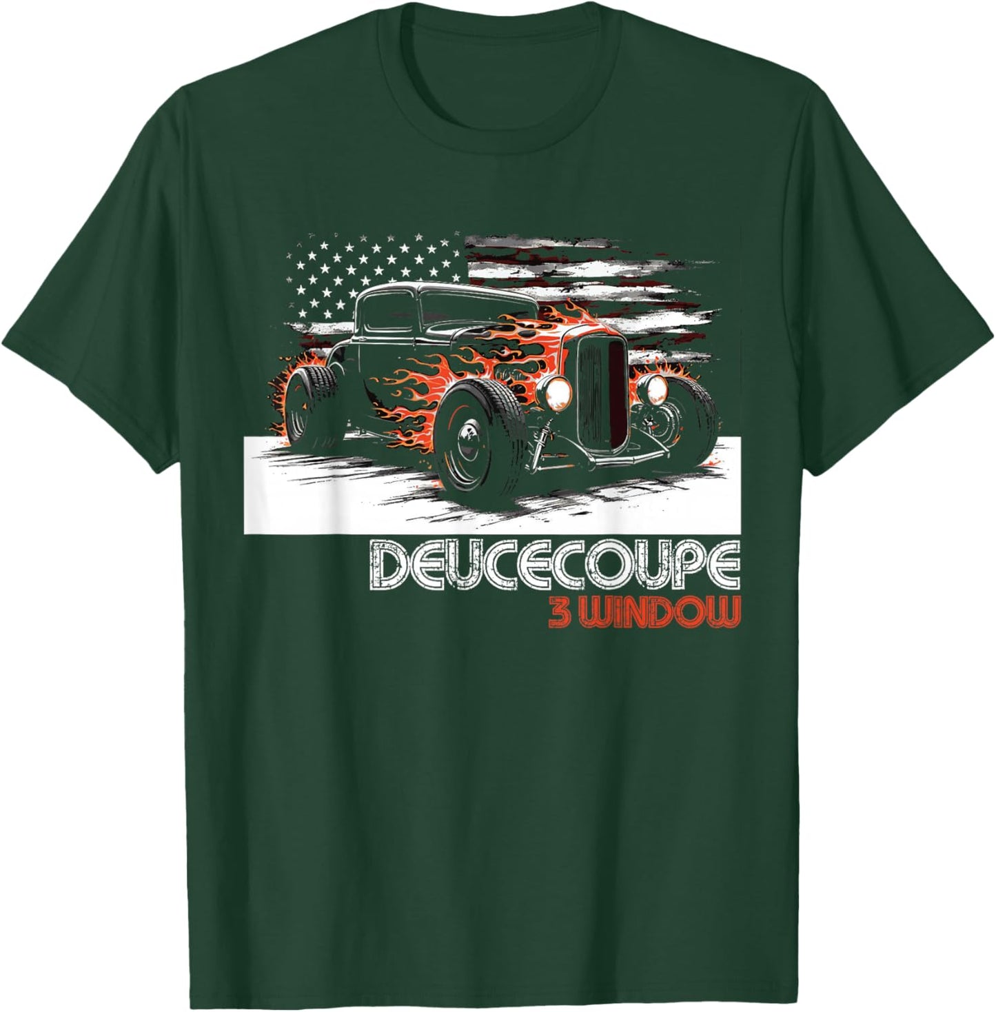 1932 Deuce Coupe 3 Window Hot Rod Classic USA Flag Deuce T-Shirt - T-Shirt | Forest