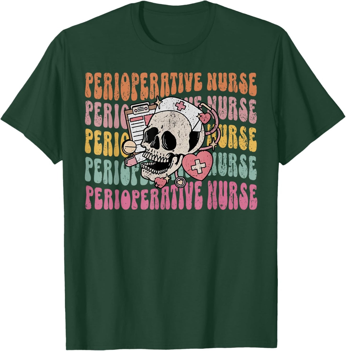 Retro Perioperative Nurse Future OR Nurse Skeleton Halloween T-Shirt - T-Shirt | Forest