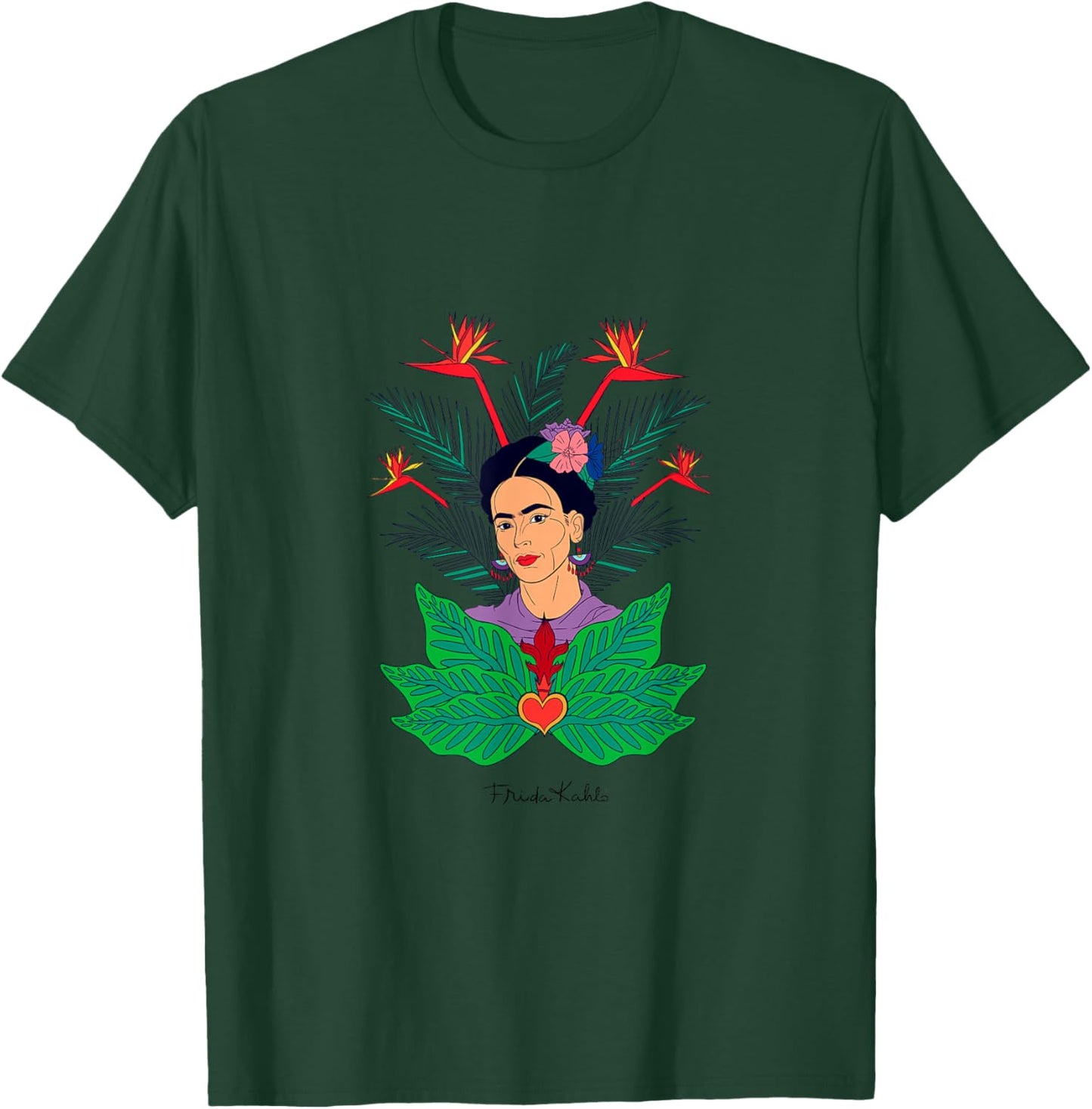 Frida Kahlo Flowers Portrait Graphic Art Feminism PAPL248 T-Shirt - T-Shirt | Forest