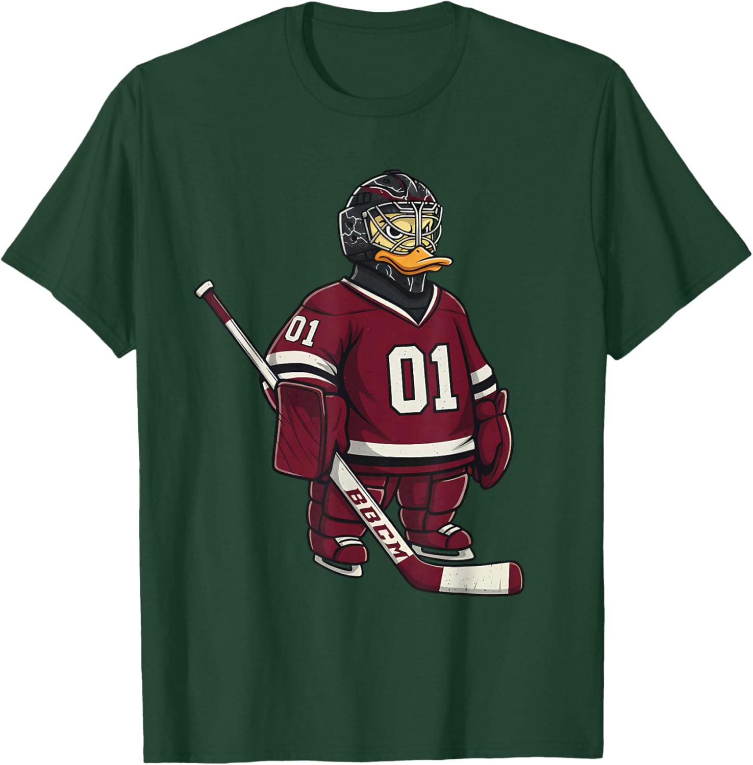 Duck Goalie Hockey Player Cartoon Animal Sports T-Shirt - T-Shirt | Forest