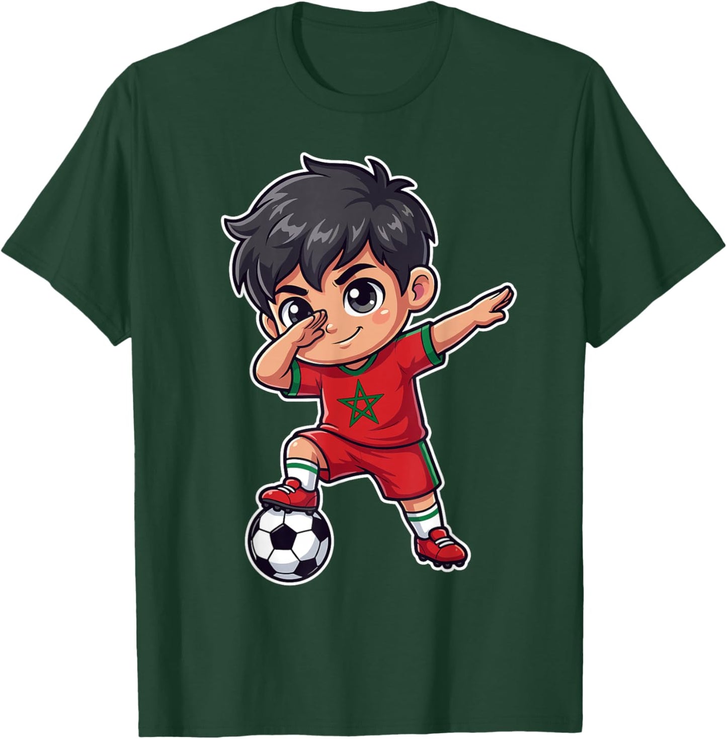 Flag of Morocco Kid Goal Cartoon Morocco for Kids T-Shirt - T-Shirt | Forest