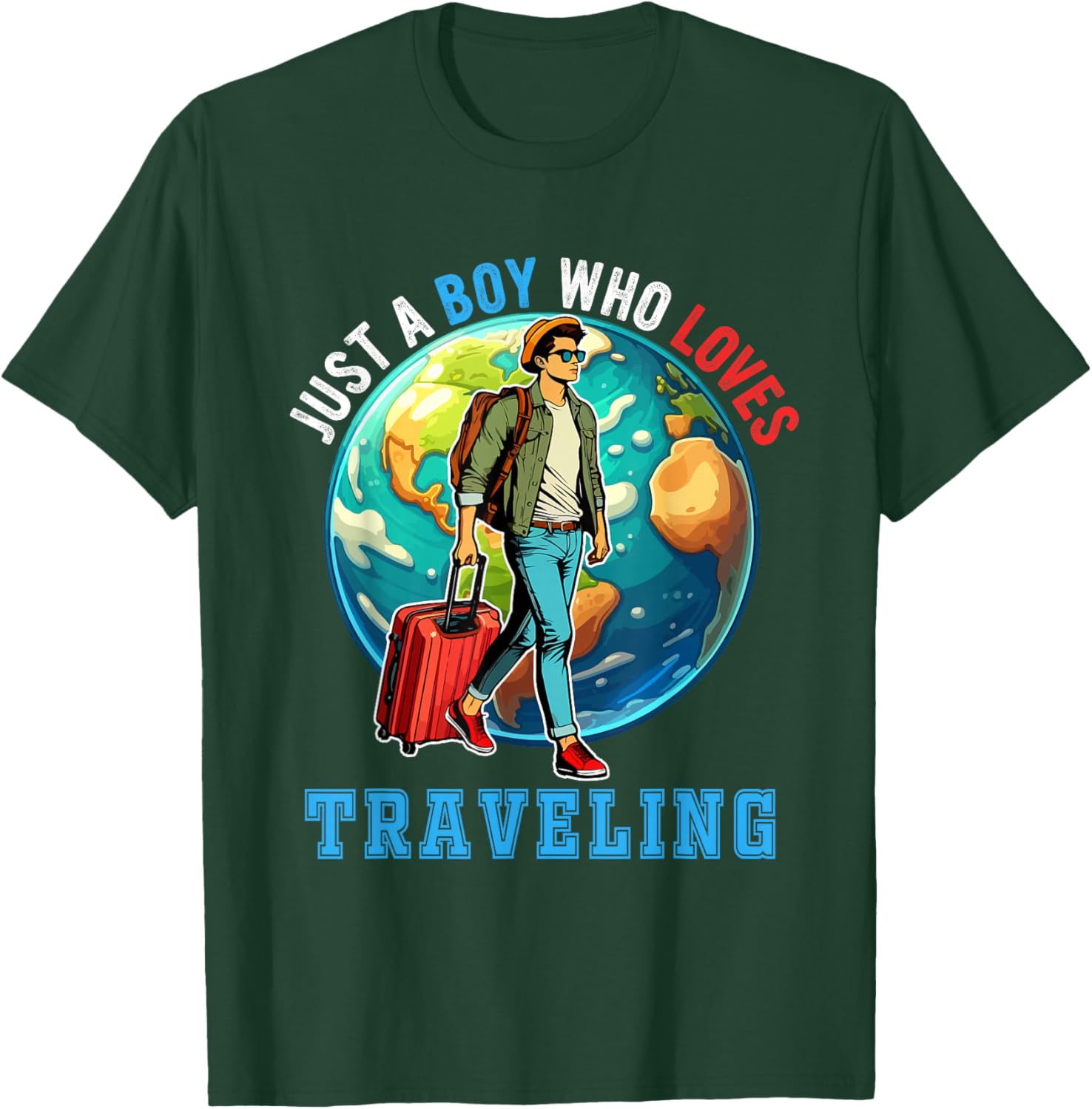 A Boy Loves Traveling Costume Men Matching Travel Lover T-Shirt - T-Shirt | Forest