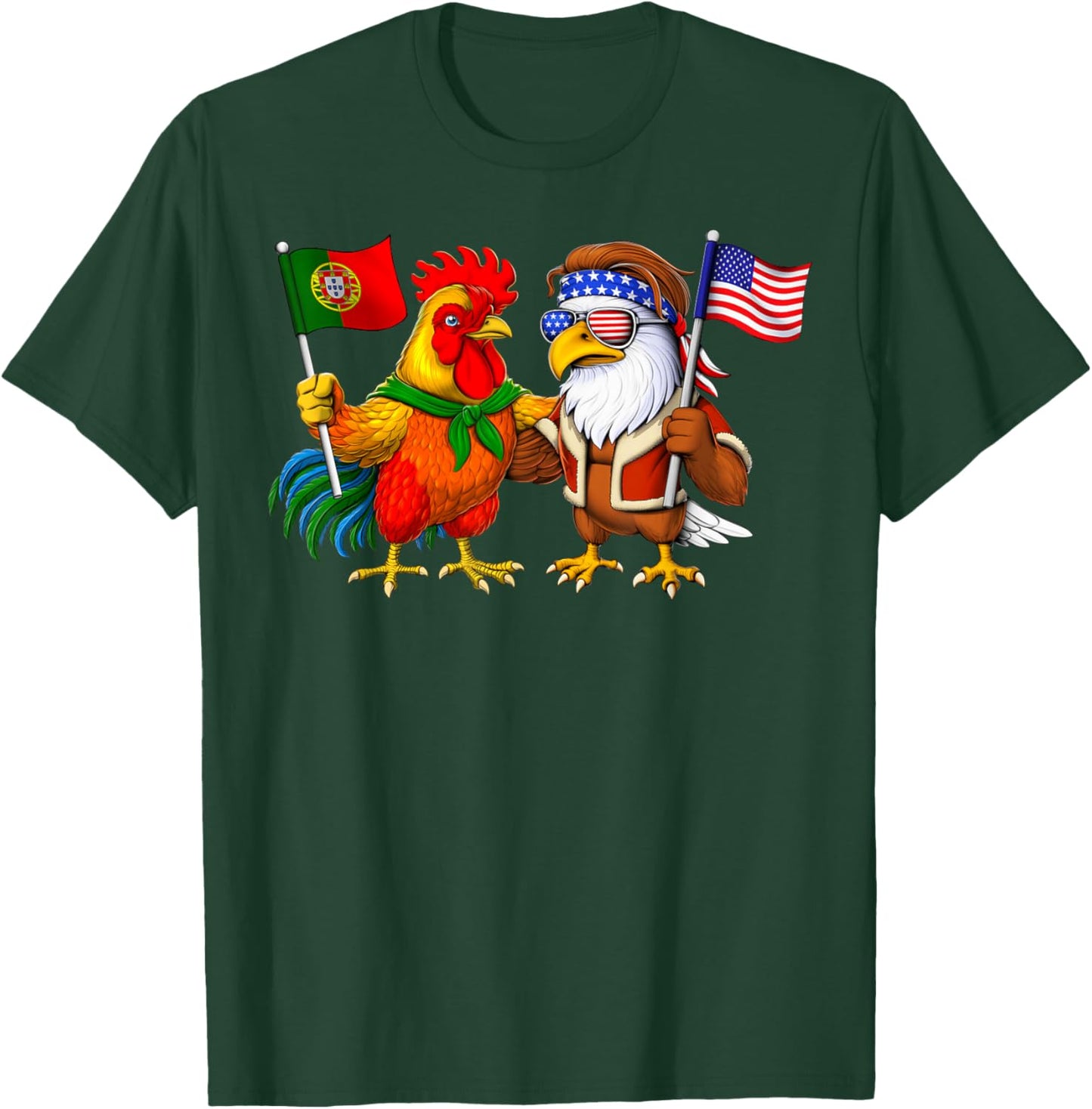 Portugal USA Flag Portuguese Heritage American Roots T-Shirt - T-Shirt | Forest
