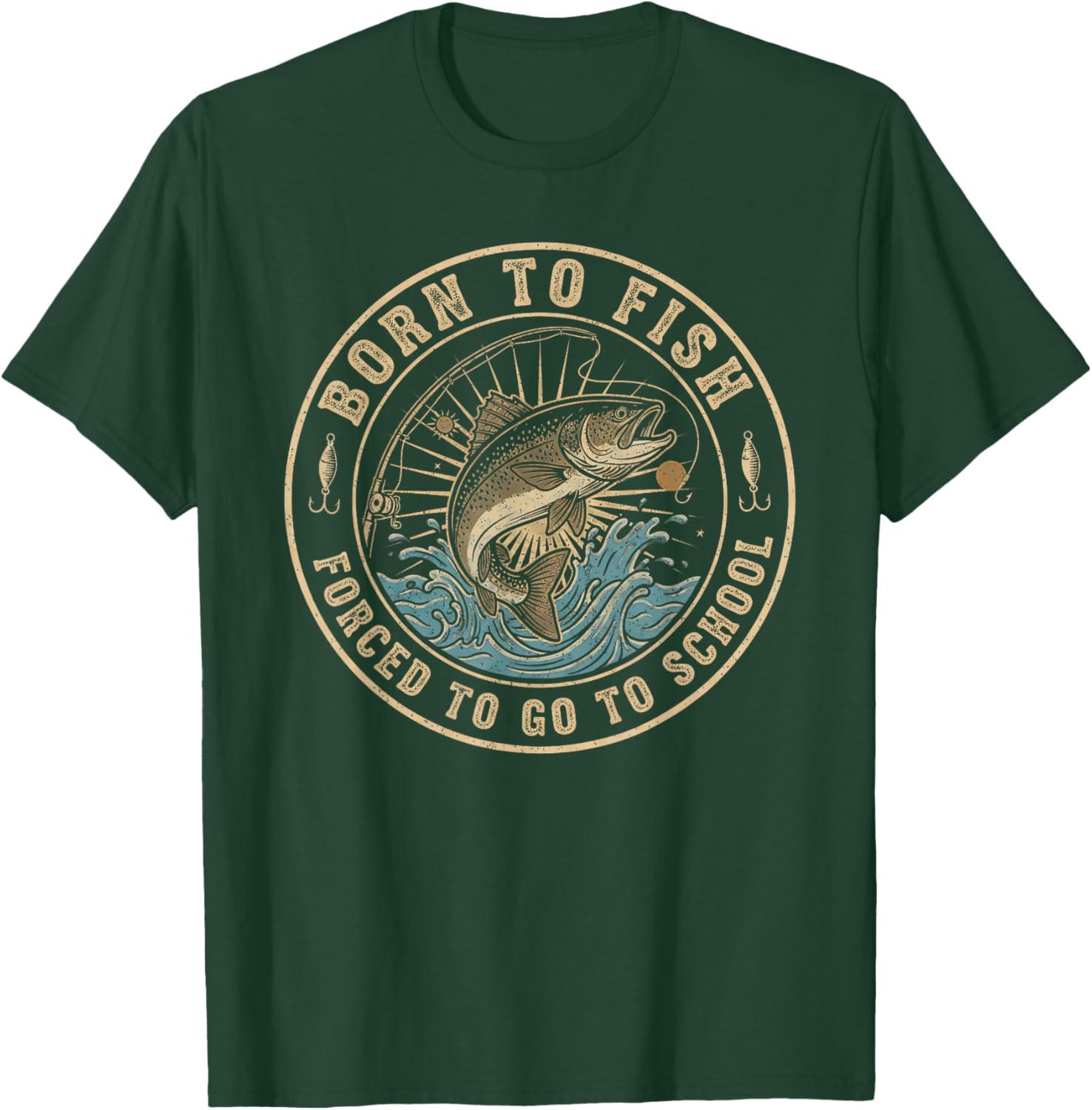 Funny Bass Fishing Born to Fish Forced to Go to School T-Shirt - T-Shirt | Forest