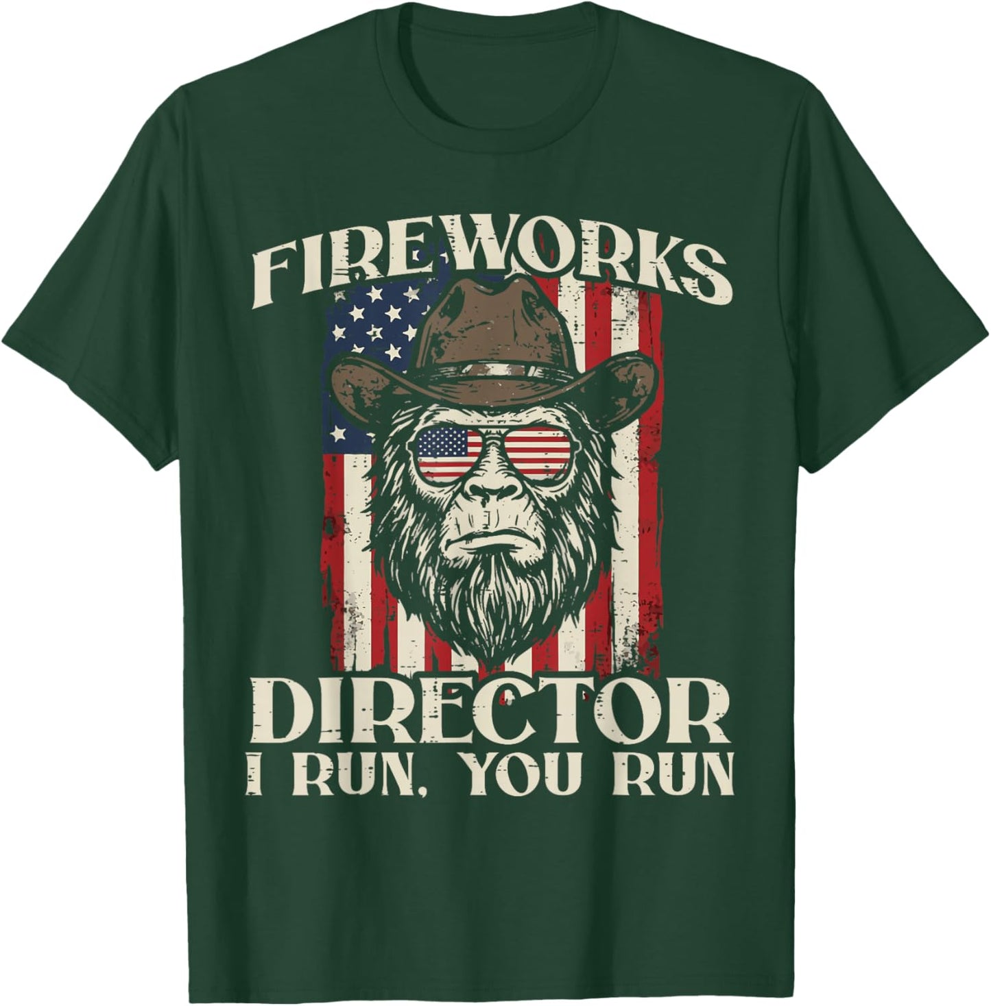 4th of July Bigfoot Fireworks Director Sasquatch Men Women T-Shirt - T-Shirt | Forest