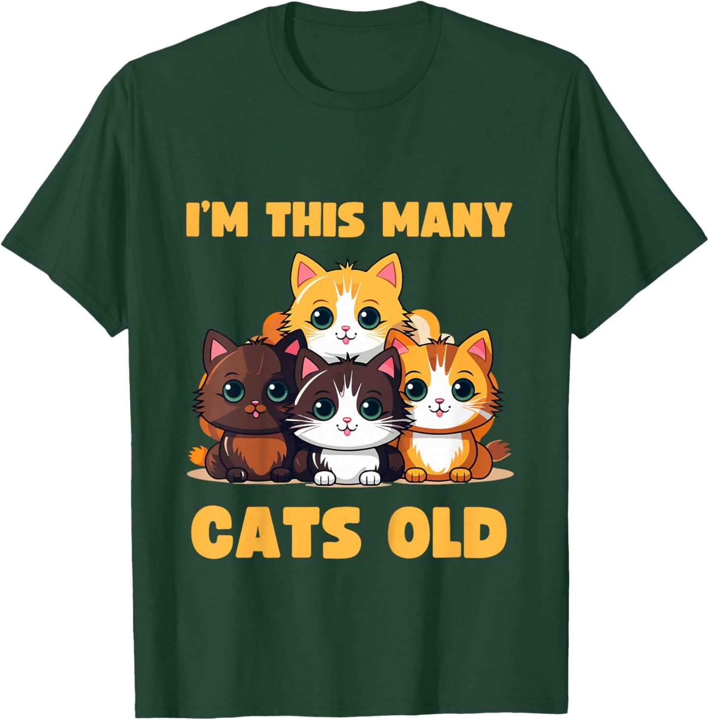 I'm This Many Cats Old - Funny 4th Birthday 4 Years Old Bday T-Shirt - T-Shirt | Forest