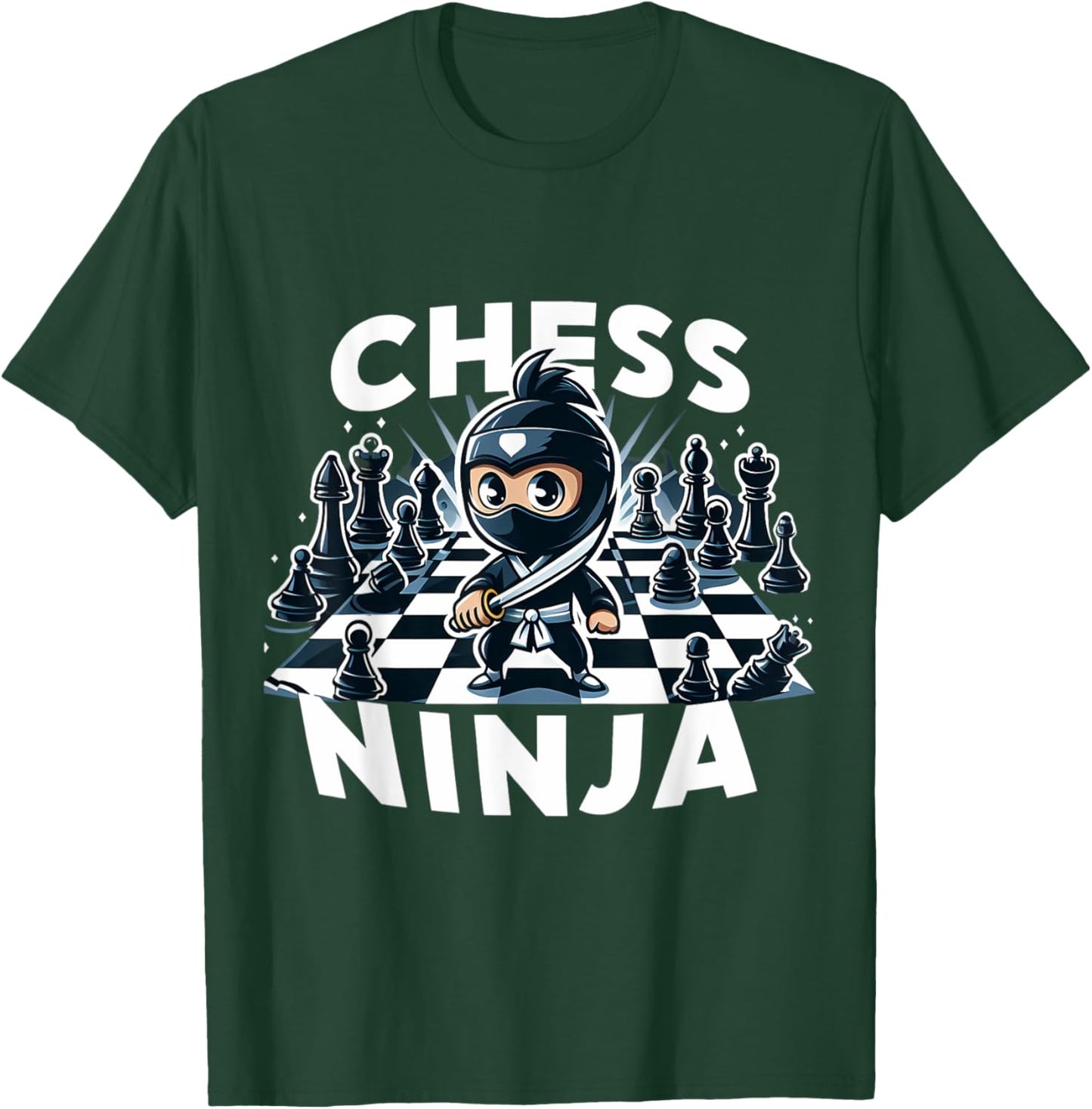 Chess Ninja Cartoon Kids Boys Girls Player Children's Youth T-Shirt - T-Shirt | Forest