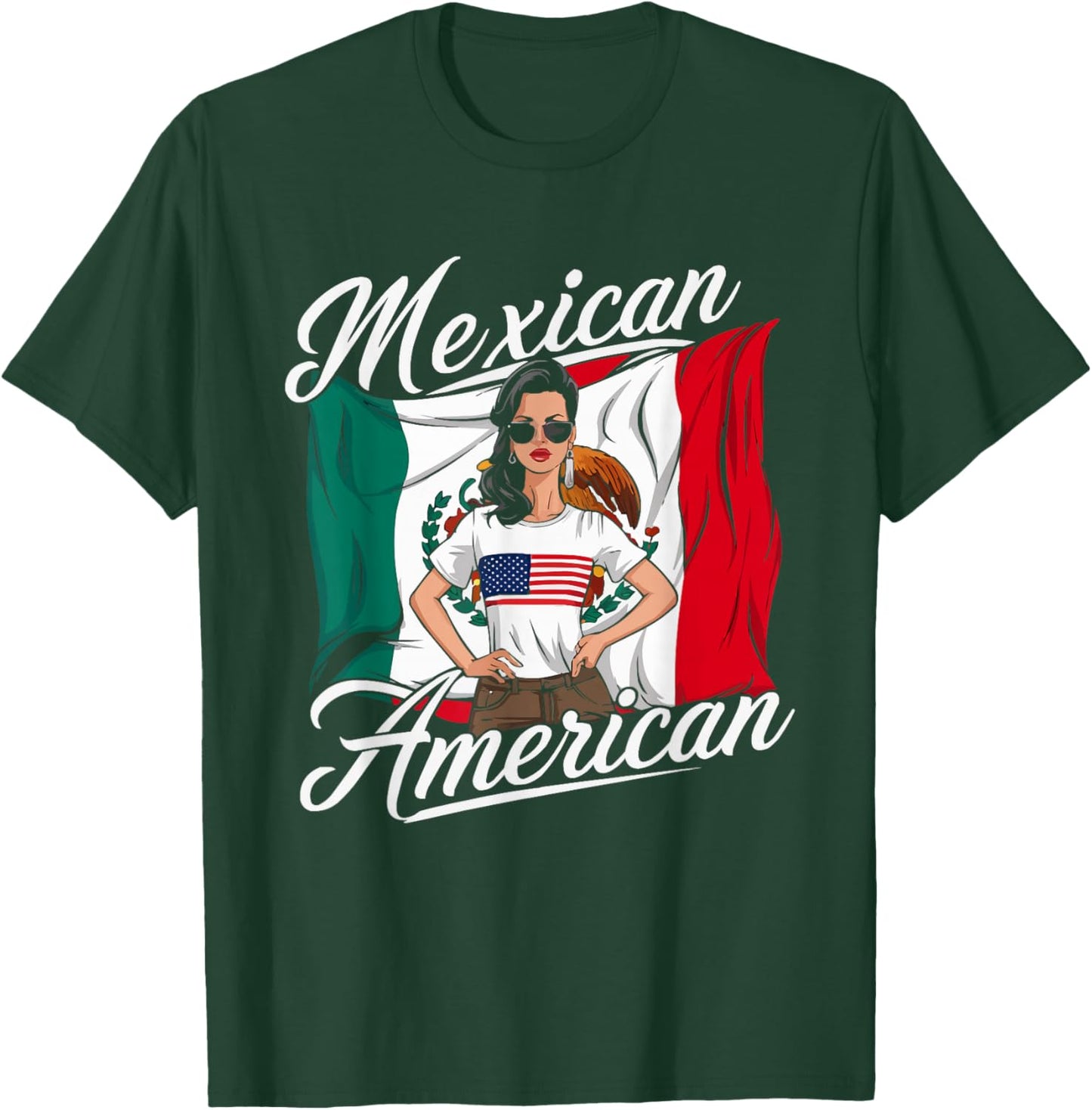 Half Mexican Half American USA Flag Mexico America T-Shirt - T-Shirt | Forest
